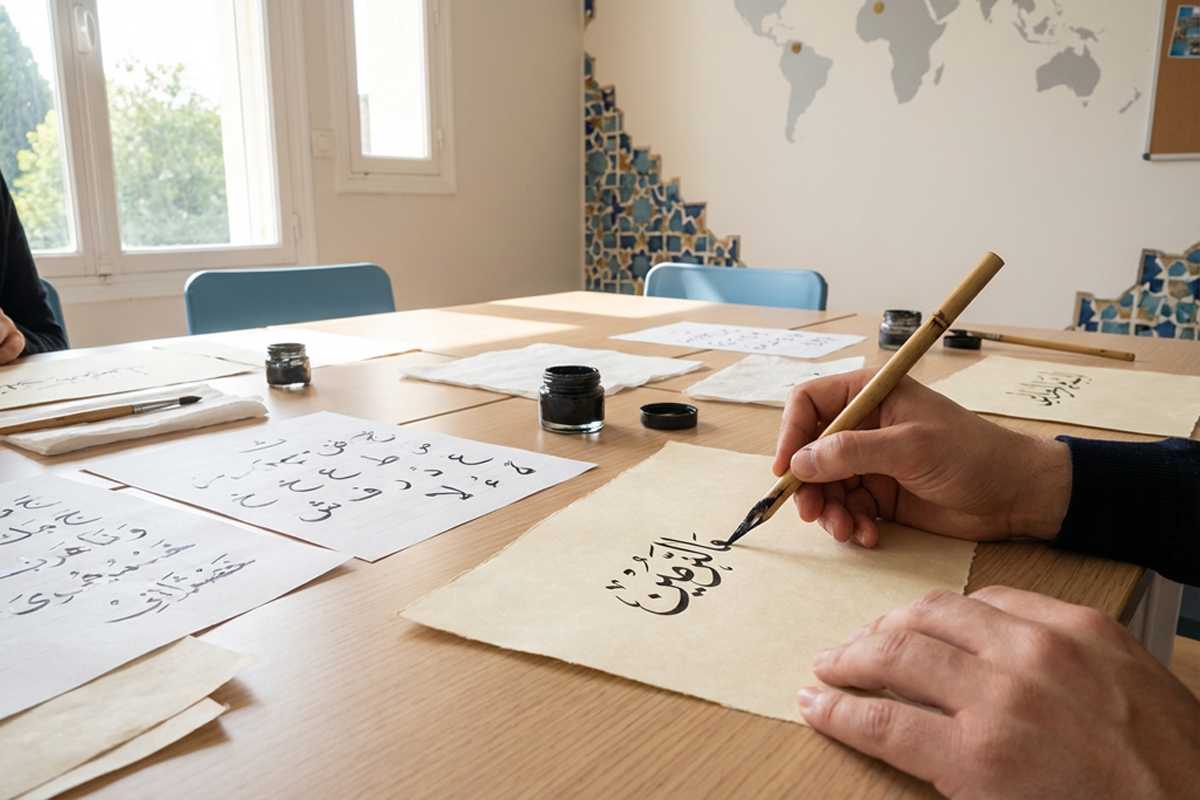 Atelier de calligraphie à l'Institut